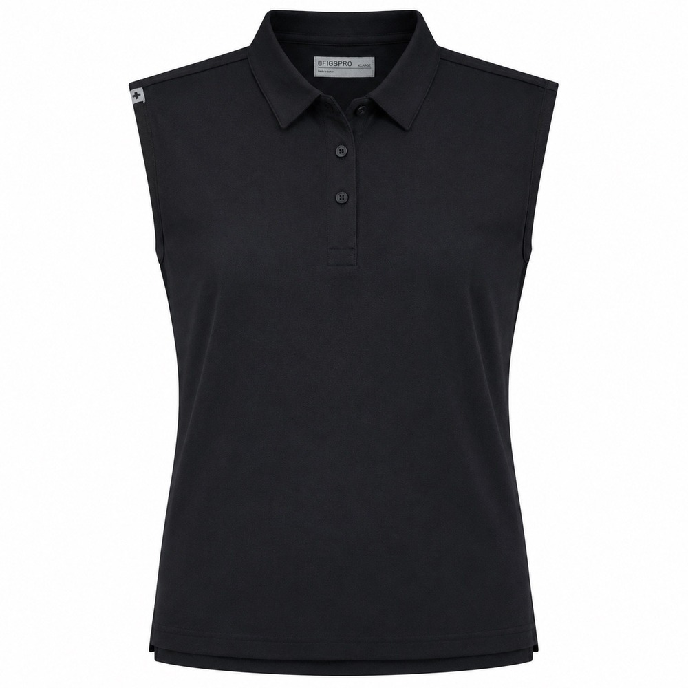 FIGS Sleeveless Scrub Polo Black XL Pima Cotton scrubs medical workwear nurse
